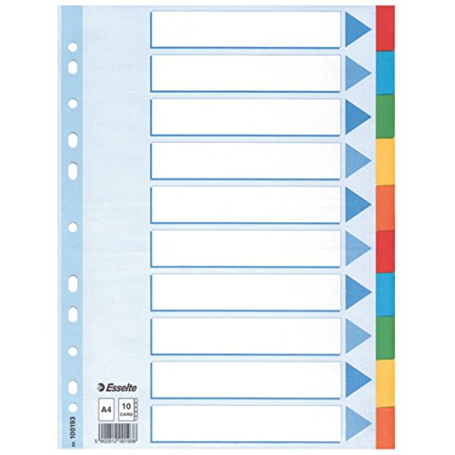 11 x Esselte 100193 Kartonregister Standard Blanko, A4, Karton, 10 Blatt, weiss von Leitz