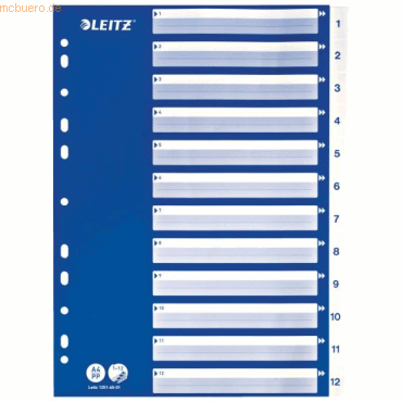 15 x Leitz Register A4 PP 1-12 weiß von Leitz