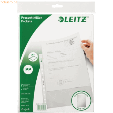 6 x Leitz Prospekthüllen A4 PP 70my farblos VE=25 Stück von Leitz