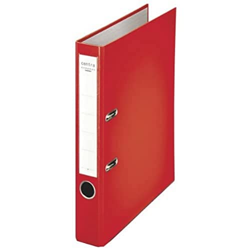 Leitz Centra 231136 Standard-Ordner (grauappe RC, mit PP-Folie kaschiert, A4, 5,2 cm Rückenbreite, Chromos) rot von Leitz