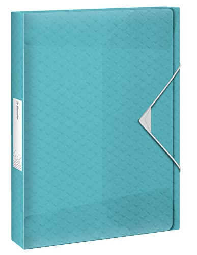 Esselte A4-Ablagebox, fasst 350 Blatt, 40 mm Rückenbreite, transparente Dokumentenaufbewahrungs-Organisationsmappe zur Schreibtischorganisation, Colour'Breeze Serie, Blau, 626264 von Esselte