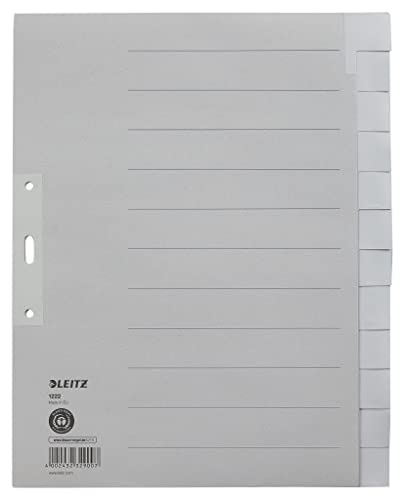 Leitz 1222-00-85 Register - Tauenpapier, blanko, A4 Überbreite, 12 Blatt, grau von Leitz