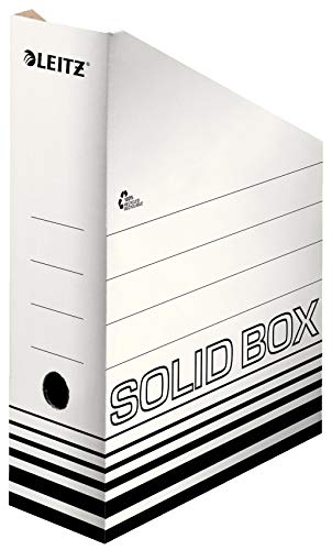 Esselte Solid Box Archiv Stehsammler, 100 mm Rückenbreite, Archivboxen zur Ablage und Aufbewahrung von Zeitschriften und Mappen im A4-Format, Zeitschriftensammler Pappe, 10 Stück, Schwarz, 46070001 von Leitz