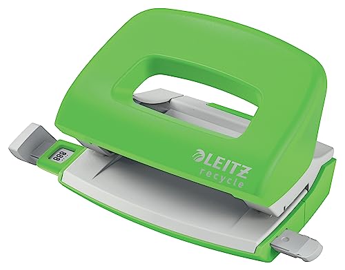 Leitz NeXXt Recycle Mini-Locher, 10 Blatt A4-Locher, kleiner Papierlocher für Büro & Schule, 100 % recyclebar, CO2-kompensiert, umweltfreundlich, Recycle-Sortiment, Grün, 50100055 von Leitz