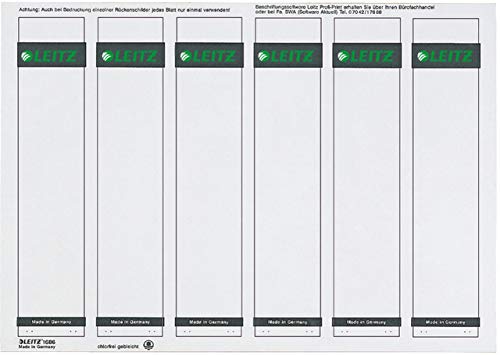 LEITZ® Rückenschild, auf A4-Bogen, selbstklebend, Papier, schmal/kurz, 39 x 192 mm, grau (150 Stück), Sie erhalten 1 Packung á 150 Stück von Leitz