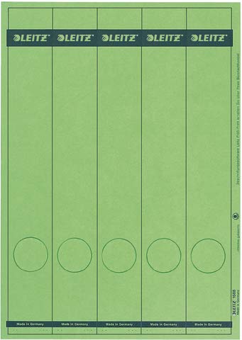 LEITZ® Rückenschild, auf A4-Bogen, selbstklebend, Papier, schmal/lang, 39 x 285 mm, grün (125 Stück), Sie erhalten 1 Packung á 125 Stück von Leitz