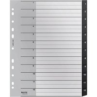 LEITZ Ordnerregister recycle 1209 Vollformat, Überbreite 1-12 schwarz 12-teilig, 1 Satz von Leitz