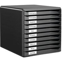 LEITZ Schubladenbox Formular-Set  schwarz 52940095, DIN A4 mit 10 Schubladen von Leitz