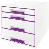 LEITZ Schubladenbox WOW CUBE  perlweiß/violett 5213-20-62, DIN A4 mit 4 Schubladen von Leitz