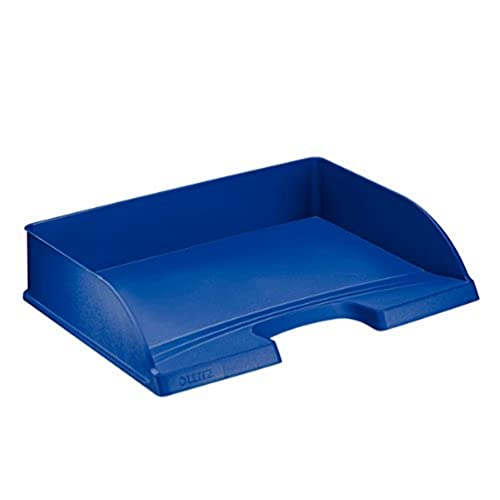 Leitz Briefkorb Querformat A4, 5er Pack, Briefablage in Premium-Qualität, Stapelbare Ablagefächer als Schreibtisch-Organizer, Kombinierbar mit Plus-Serie, Blau, 52180035 von Leitz