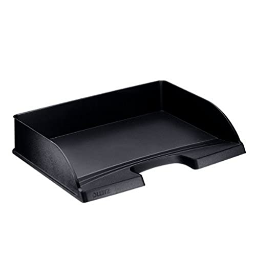 Leitz Briefkorb Querformat A4, 5er Pack, Briefablage in Premium-Qualität, Stapelbare Ablagefächer als Schreibtisch-Organizer, Kombinierbar mit Plus-Serie, Schwarz, 52180095 von Leitz