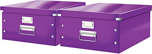 Leitz, Große Aufbewahrungs- und Transportbox, Mit Deckel, Für A3, Click & Store (Lila | 2er Pack) von Leitz