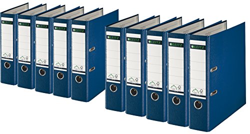 Leitz 1010-50 Qualitäts-Ordner Plastik-Cover (A4 breit | 10er Pack, blau) von Leitz