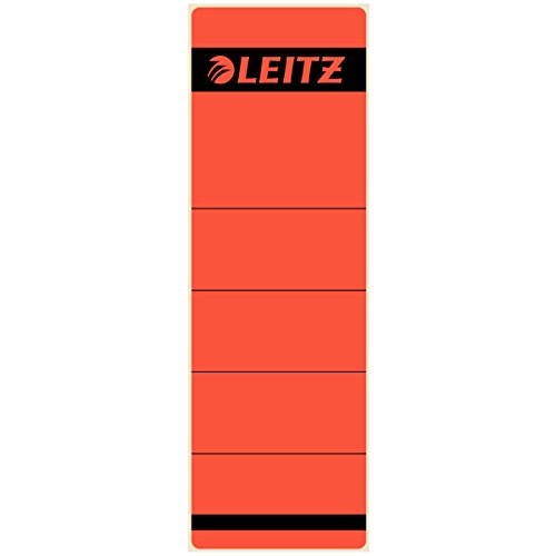 Leitz 1642 Rückenschilder für Standard-Ordner, selbstklebend, kurz, breit (Rot, 20 Stück) von Leitz