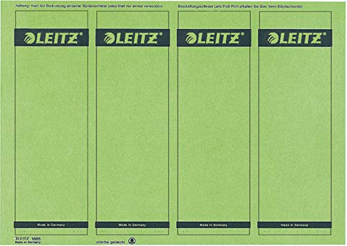 LEITZ® Rückenschild, auf A4-Bogen, selbstklebend, Papier, breit/kurz, 61 x 192 mm, grün (100 Stück), Sie erhalten 1 Packung á 100 Stück von Leitz