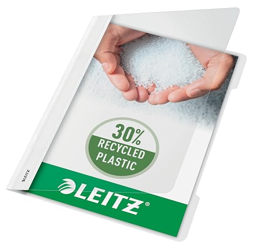 Leitz 41910001 Standard Hefter (A4, langes Beschriftungsfeld, PVC) weiß von Leitz