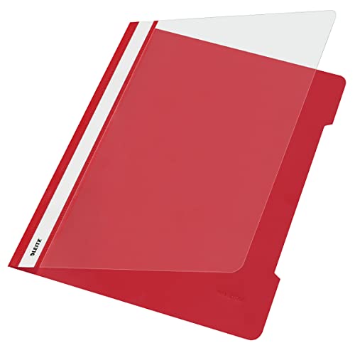 Leitz 41910025 Standard Hefter (A4, langes Beschriftungsfeld, PVC) rot von Leitz