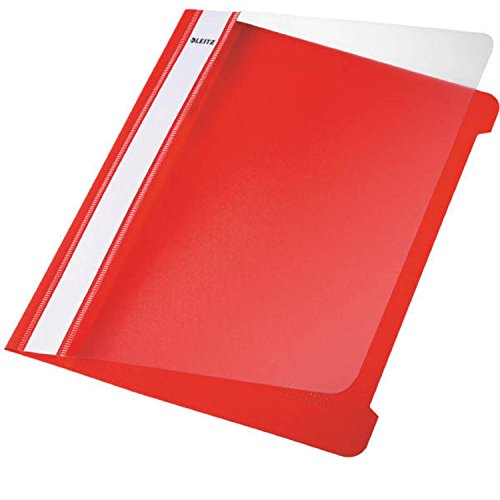 Leitz 4197-00-25 Hefter Standard, A5, langes Beschriftungsfeld, PVC, rot von Leitz