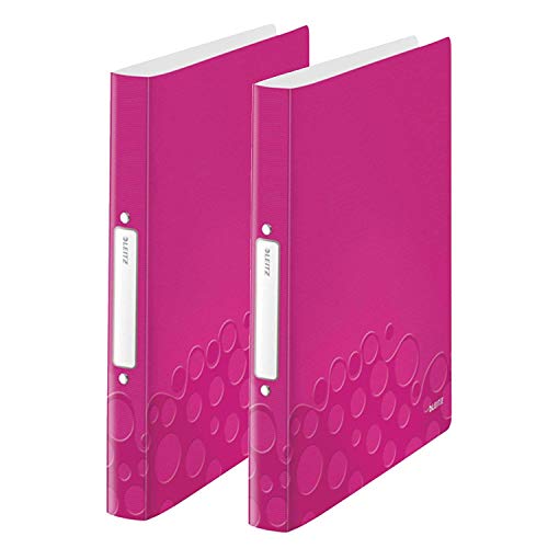 Leitz 42570023 Ringbuch wow, A4, PP, 2 Ringe, 25 mm, pink metallic (2 Ringe | Doppelpack) von Leitz