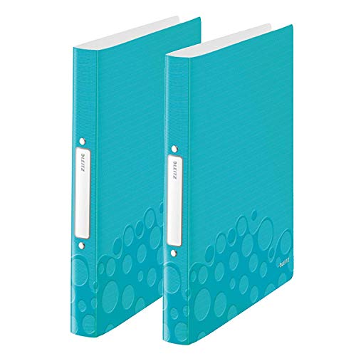 Leitz 42570051 Ringbuch wow, A4, PP, 2 Ringe, 25 mm, eisblau (2 Ringe | Doppelpack) von Leitz