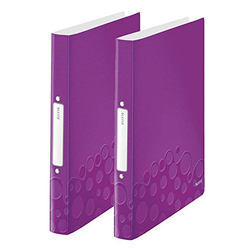 Leitz 42570062 Ringbuch wow, A4, PP, 2 Ringe, 25 mm, violett (2 Ringe | Doppelpack) von Leitz