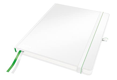 Leitz Complete Qualitäts-Notizbuch B5 kariert (iPad, Tablet Format), 160 Seiten, 80 Blatt, Hardcover, 100 g/m² Papier FSC zertifiziert, Verschluss, Lesezeichen, Stiftschlaufe, Weiß, 44730001 von Leitz