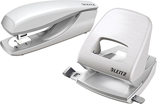 Leitz 50060004 Locher und Leitz 55620069 Heftgerät Nexxt Style (arktik-weiß | Heftgerät + Locher) von Leitz