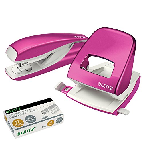 Leitz 5008 NeXXt Series Bürolocher, Metall, bis zu 30 Blatt (Set │ pink) von Leitz