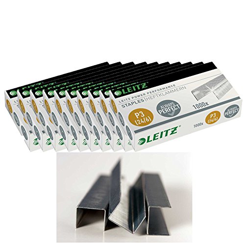 Leitz 55700000 Heftklammer (24/6 mm) 10.000 Stück verzinkt (10 Packungen, 24/6mm) von Leitz