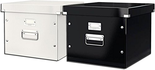 Leitz 6046 Archiv-Hängebox Click und Store, Ablage- und Transportbox für Hängeregistratur mit Deckel, A4 (Schwarz + Weiß) von Leitz