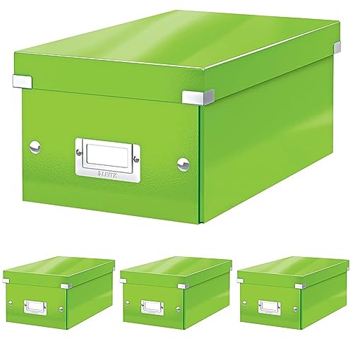 Leitz Aufbewahrungsbox Click & Store WOW DVD, Grün, 206 x 147 x 352 mm (Packung mit 4) von Leitz