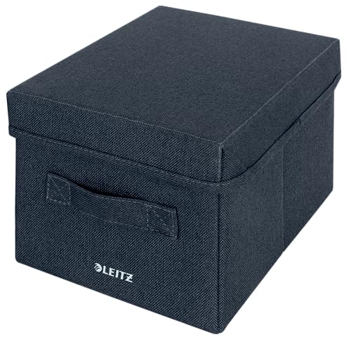 Leitz Aufbewahrungsbox mit Deckel aus Stoff Klein, 2er-Set Organisationsboxen, Universell, faltbar & umweltfreundlich, Organizer für Büro, Haushalt, Küche & Schule, Grau, 61460089 von Leitz