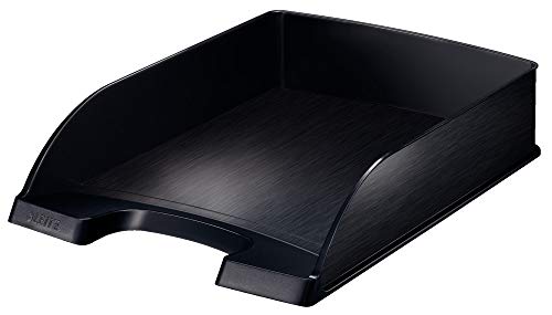 Leitz Briefkorb Standard A4, Briefablage in Premium-Qualität, Stapelbares Ablagefach als Schreibtisch-Organizer, Satin Schwarz, Style-Serie, 52540094 von Leitz