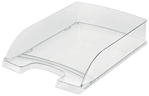 Leitz Briefkorb Standard A4, Transparente Briefablage in Premium-Qualität, Stapelbares Ablagefach als Schreibtisch-Organizer, Hochglänzende Oberfläche, Kombinierbar mit Plus-Serie, Glasklar, 52260002 von Leitz