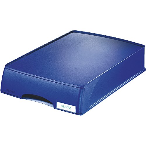 Leitz Briefkorb-Schublade A4, Schubladenbox in Premium-Qualität für vertrauliche Unterlagen, Kombinierbar mit Briefkörben, Stapelbares Ablagefach als Schreibtisch-Organizer, Blau, Plus-Serie, 52100035 von Leitz