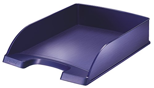 Leitz Briefkorb Standard A4, 5er Pack, Briefablage in Premium-Qualität, Stapelbare Ablagefächer als Schreibtisch-Organizer, Titan Blau, Style-Serie, 52540069 von Leitz