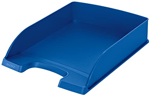 Leitz Briefkorb Standard A4, Briefablage in Premium-Qualität, Stapelbares Ablagefach als Schreibtisch-Organizer, Kombinierbar mit Plus-Serie, Blau, 52270035 von Leitz