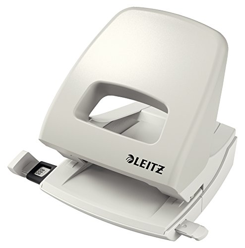 Leitz Büro Locher aus Metall, Für 25 Blatt, Anschlagschiene mit Formatangaben, Ergonomisches Design, grau, NeXXt-Serie, 50050085 von Leitz