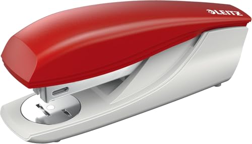 Leitz Büroheftgerät, Für 30 Blatt, Ergonomisches Design, Inkl. Heftklammern, Rot, NeXXt-Serie, 55000025 von Leitz