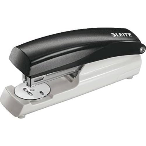 Leitz NeXXt Bürotacker aus Metall, Für 30 Blatt, Ergonomisches Design mit Nachfüllanzeige, Inkl. Heftklammern, Schwarz, 55000095 von Leitz