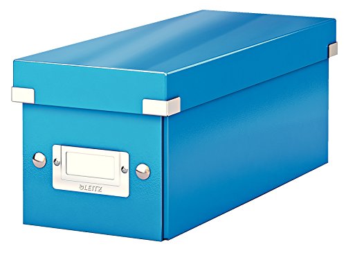 Leitz Click & Store WOW schmale Aufbewahrungsbox mit Deckel, Box zur CD Aufbewahrung, als Geschenkbox oder für Zubehör im Haushalt und Büro, 84% recycelte Premium-Hartpappe, Blau, 60410036 von Leitz