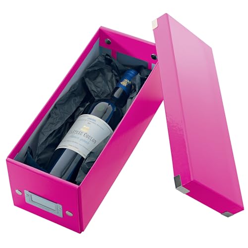 Leitz Click & Store WOW schmale Aufbewahrungsbox mit Deckel, Box als Geschenkbox oder für Zubehör im Haushalt und Büro, 84% recycelte Premium-Hartpappe, (ohne Dekoration), Pink, 60410023 von Leitz