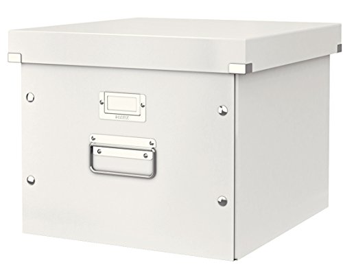 Leitz Click & Store Aufbewahrungs- und Transportbox für Hängeregistratur mit Deckel, Ablagebox für Unterlagen bis A4 im Büro, 86 % recycelte Premium-Hartpappe, Stabile Metallgriffe, Weiß, 60460001 von Leitz