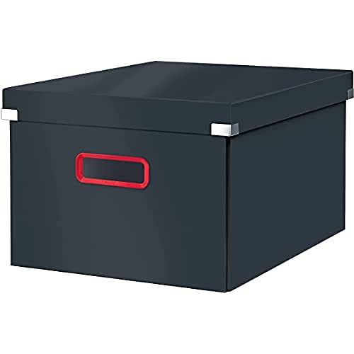 Leitz Click & Store Aufbewahrungsbox Mittel, Faltbare A4-Aktenbox mit Deckel, Stabiler Premium-Kartonbehälter für die Ablage von Unterlagen, Zuhause/Büro, Cosy Serie, Samtgrau, 53480089 von Leitz