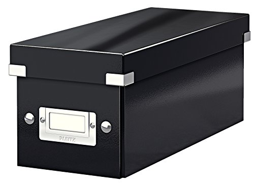 Leitz Click & Store WOW schmale Aufbewahrungsbox mit Deckel, Box zur CD Aufbewahrung, als Geschenkbox oder für Zubehör im Haushalt und Büro, 84% recycelte Premium-Hartpappe, Schwarz, 60410095 von Leitz