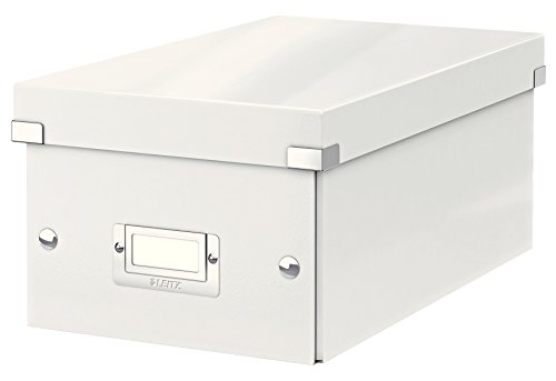 Leitz Click & Store kleine, längliche Aufbewahrungsbox mit Deckel, Box zur DVD Aufbewahrung, als Geschenkbox oder für Zubehör im Haushalt und Büro, 84% recycelte Premium-Hartpappe, Weiß, 60420001 von Leitz