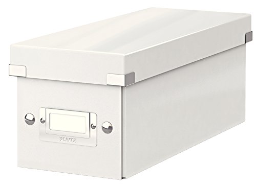 Leitz Click & Store WOW schmale Aufbewahrungsbox mit Deckel, Box zur CD Aufbewahrung, als Geschenkbox oder für Zubehör im Haushalt und Büro, 84% recycelte Premium-Hartpappe, Weiß, 60410001 von Leitz