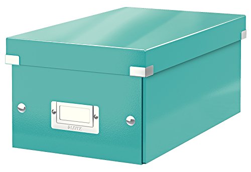 Leitz Click & Store kleine längliche Aufbewahrungsbox, DVD Aufbewahrung, Ideal als Geschenkbox mit Deckel, Stapelbox aus hochwertiger Hartpappe mit laminierter Oberfläche, Eisblau, 60420051 von Leitz