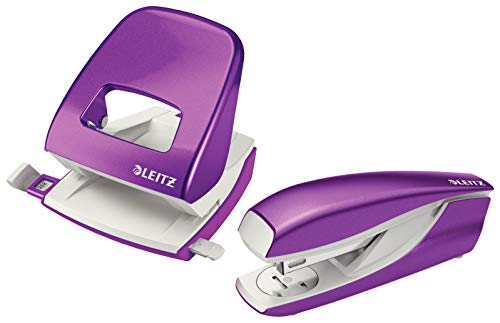 Leitz Heftgerät (30 Blatt, Metall mit Kunststoffelementen, Inkl. Heftklammern, New NeXXt Wow) (Violett metallic + Locher) von Leitz