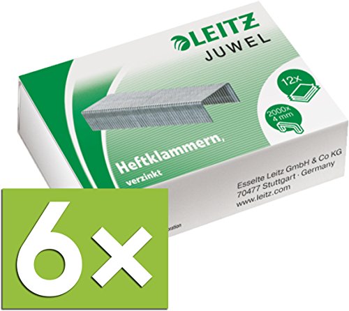 Leitz Heftklammern Juwel, verzinkt 12000 Stück (6 Packungen / 4 mm) von Leitz